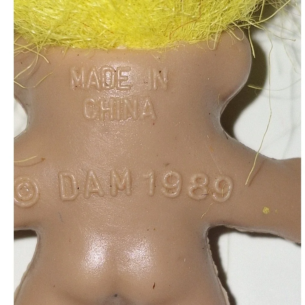 Vintage 1989 Dam Troll Doll Yellow Hair 3 Inch Collectible PVC Figure Retro‎ Toy